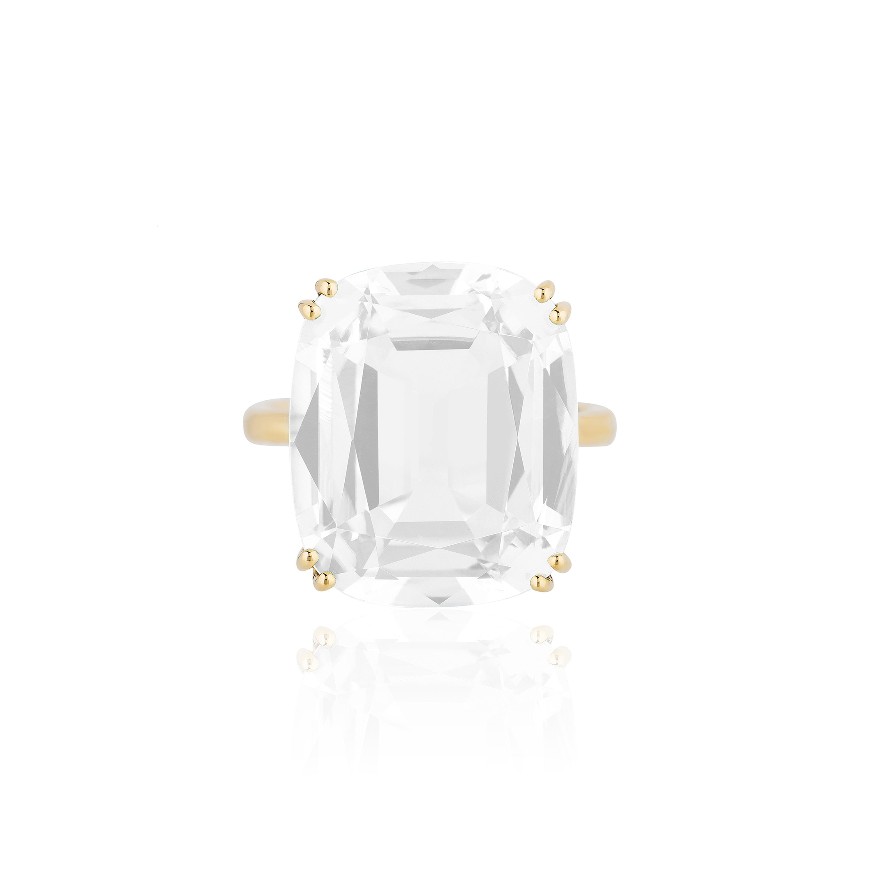 Moon Quartz Emerald-Cut Bezel Ring Cocktail Goshwara 6  