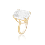 Moon Quartz Emerald-Cut Bezel Ring Cocktail Goshwara   