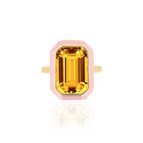 Citrine Emerald-Cut Ring with Pink Enamel Ring Goshwara 6  