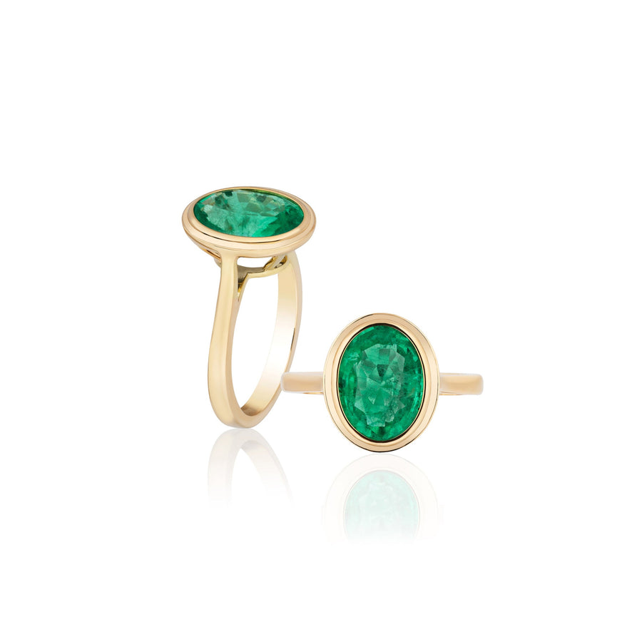Faceted Oval Emerald Vertical Ring Cocktail Ring Goshwara   