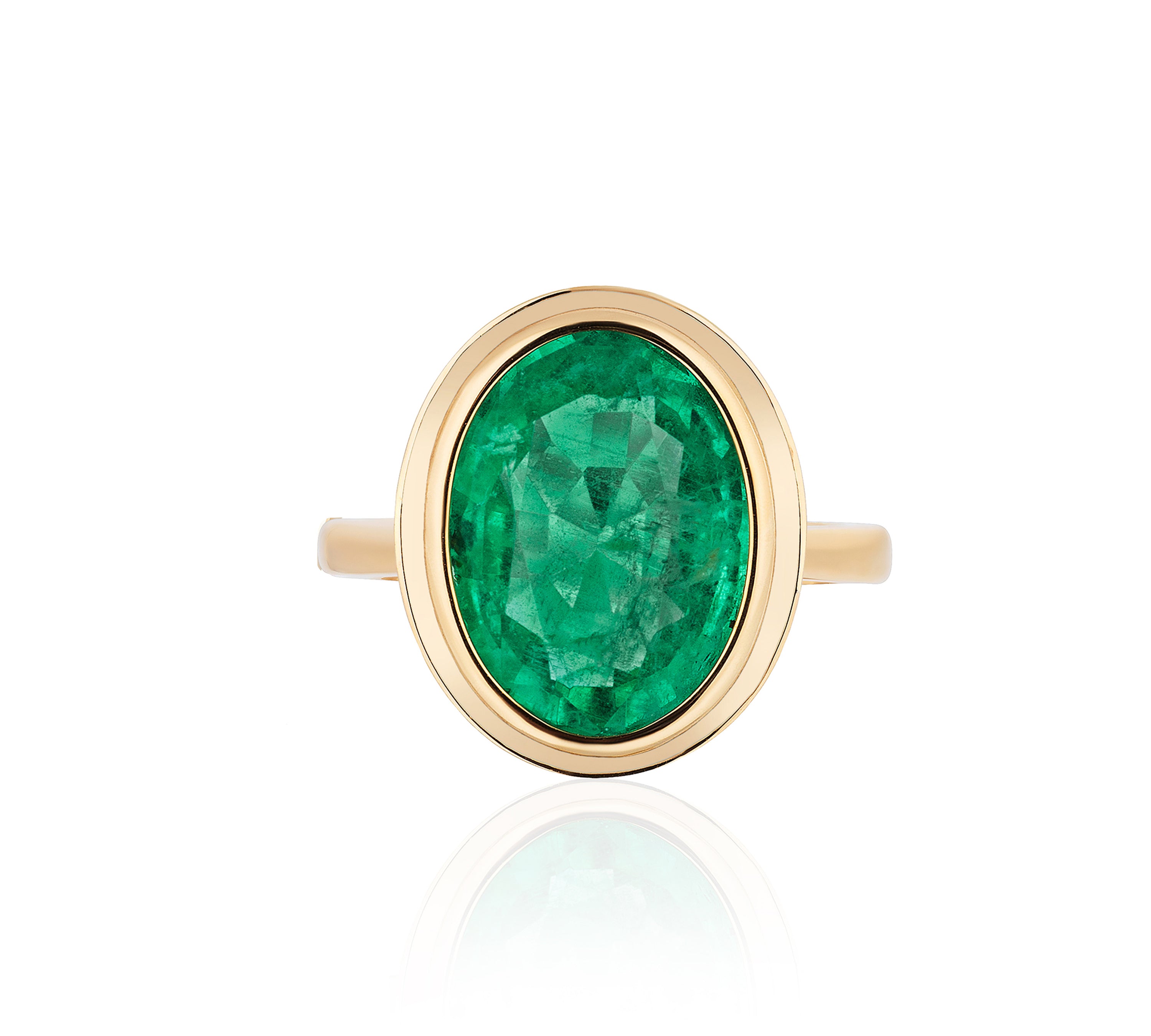 Faceted Oval Emerald Vertical Ring, Large Cocktail Ring Goshwara 6  