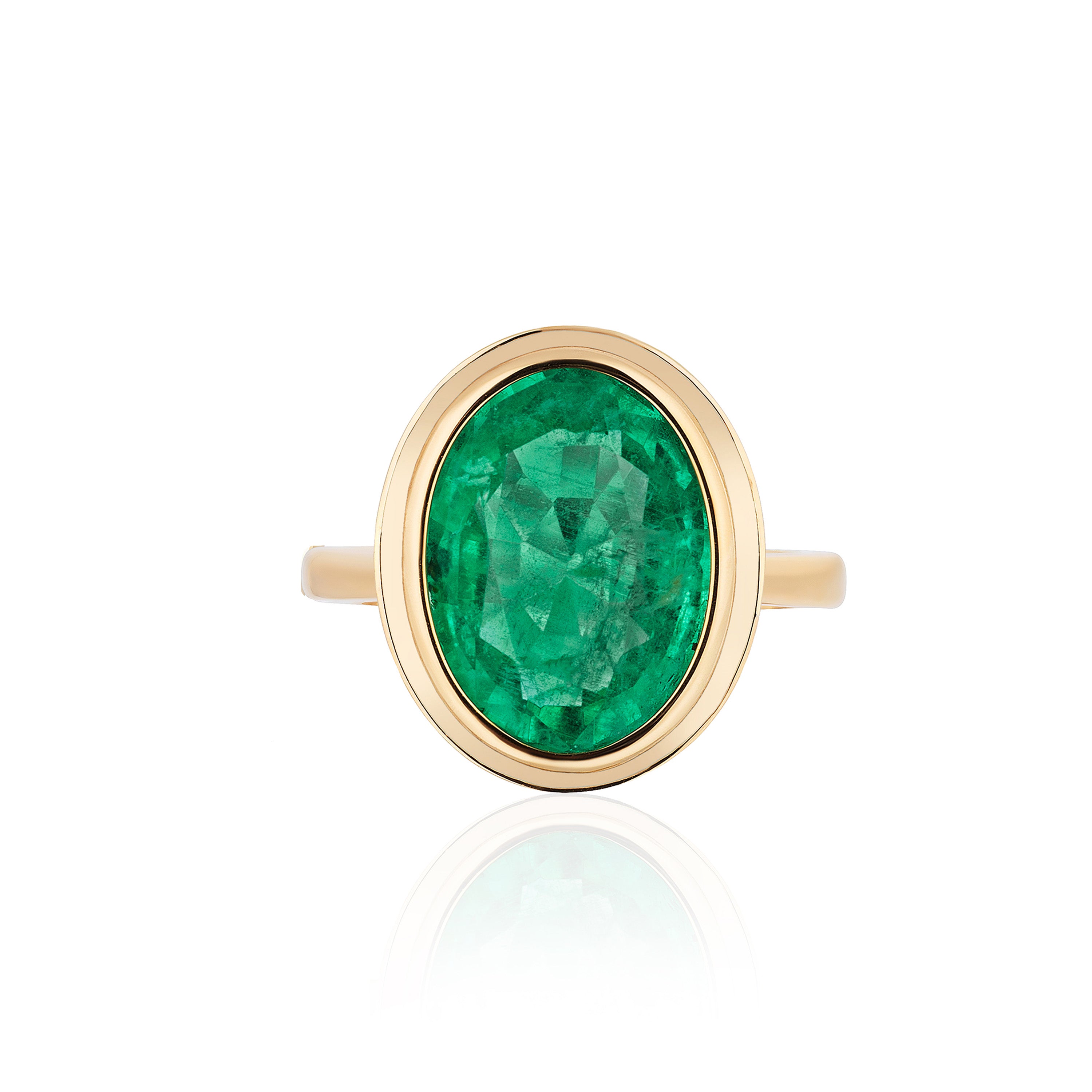 Faceted Oval Emerald Vertical Ring Cocktail Ring Goshwara