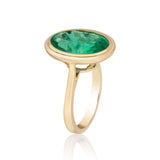 Faceted Oval Emerald Vertical Ring Cocktail Ring Goshwara