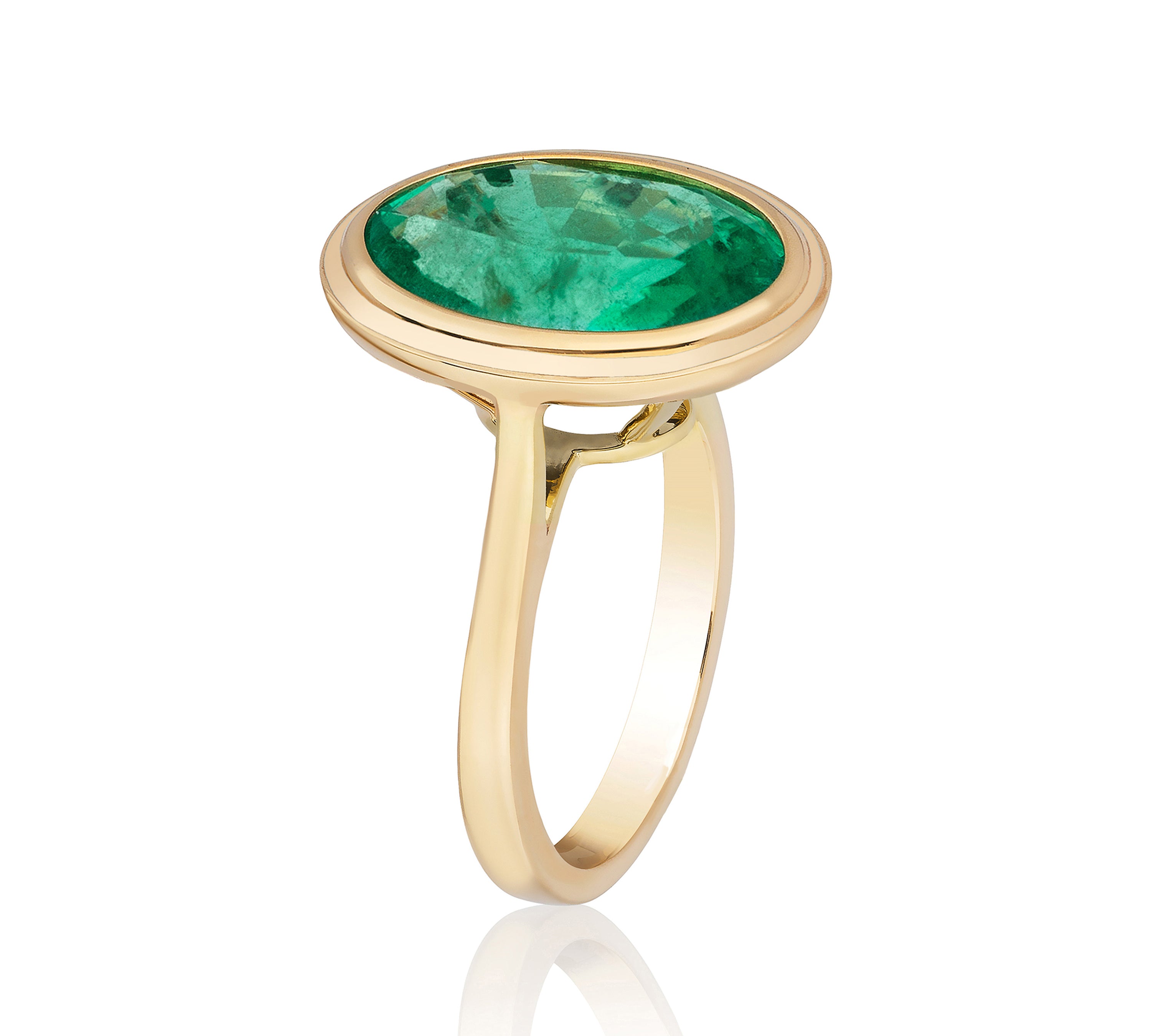 Faceted Oval Emerald Vertical Ring, Large Cocktail Ring Goshwara   