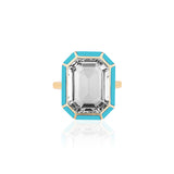 Rock Crystal Turquoise Emerald-Cut Ring Cocktail Ring Goshwara 6  