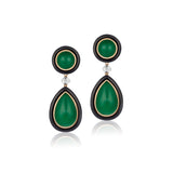 Two-Stone Emerald Enamel Statement Drop Earrings Drop Earrings Goshwara