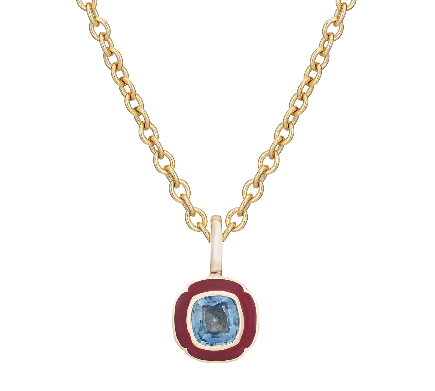 Blue Sapphire Tulip Pendant Necklace Pendant Necklace Kathryn Bentley 18in Charm Chain