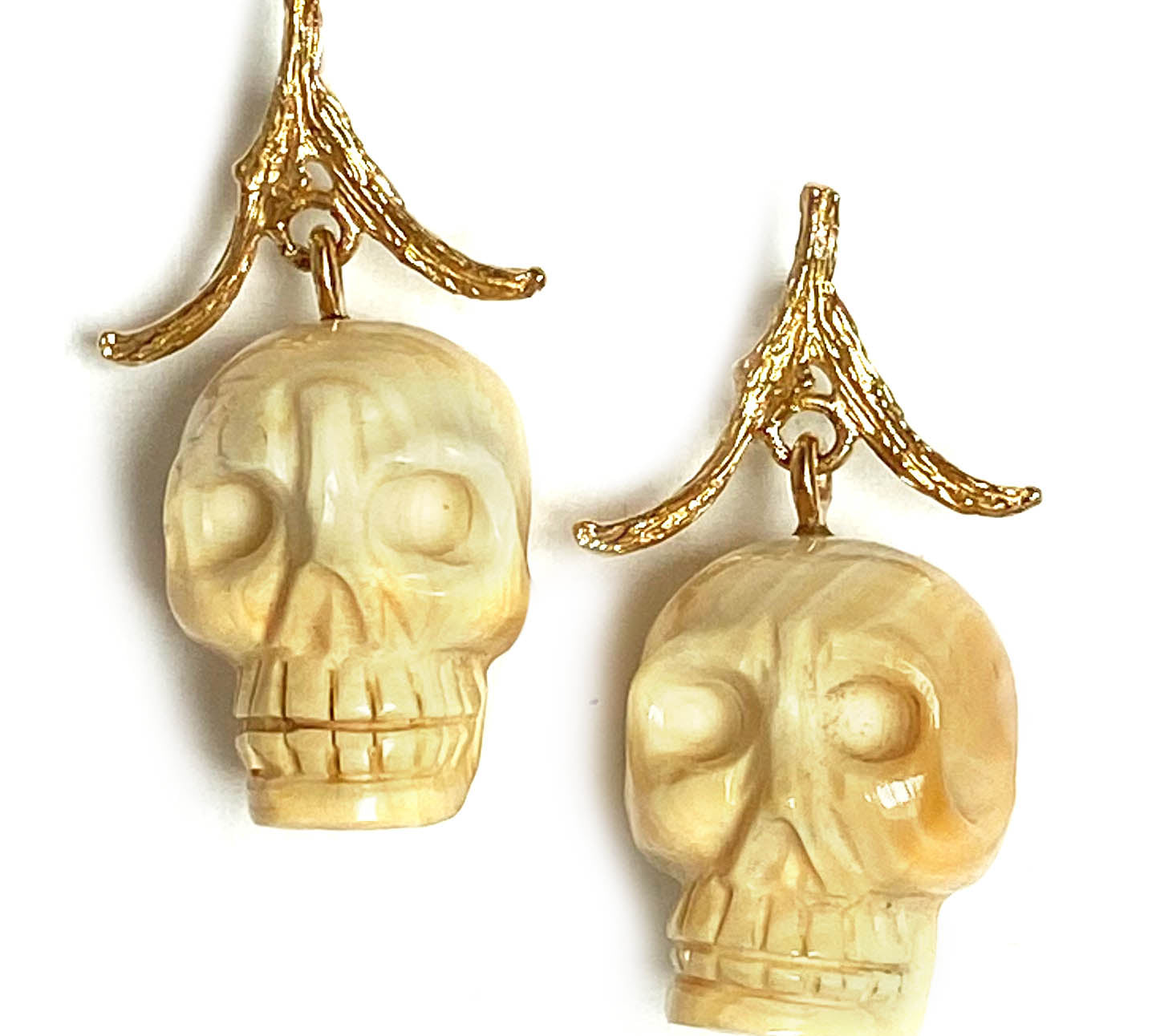 Objects Organique Carved Cameo Skull Earrings Statement K. Brunini Jewels   