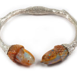Twig Cuff with Carved Acorn Opals Cuff Bracelet K Brunini   