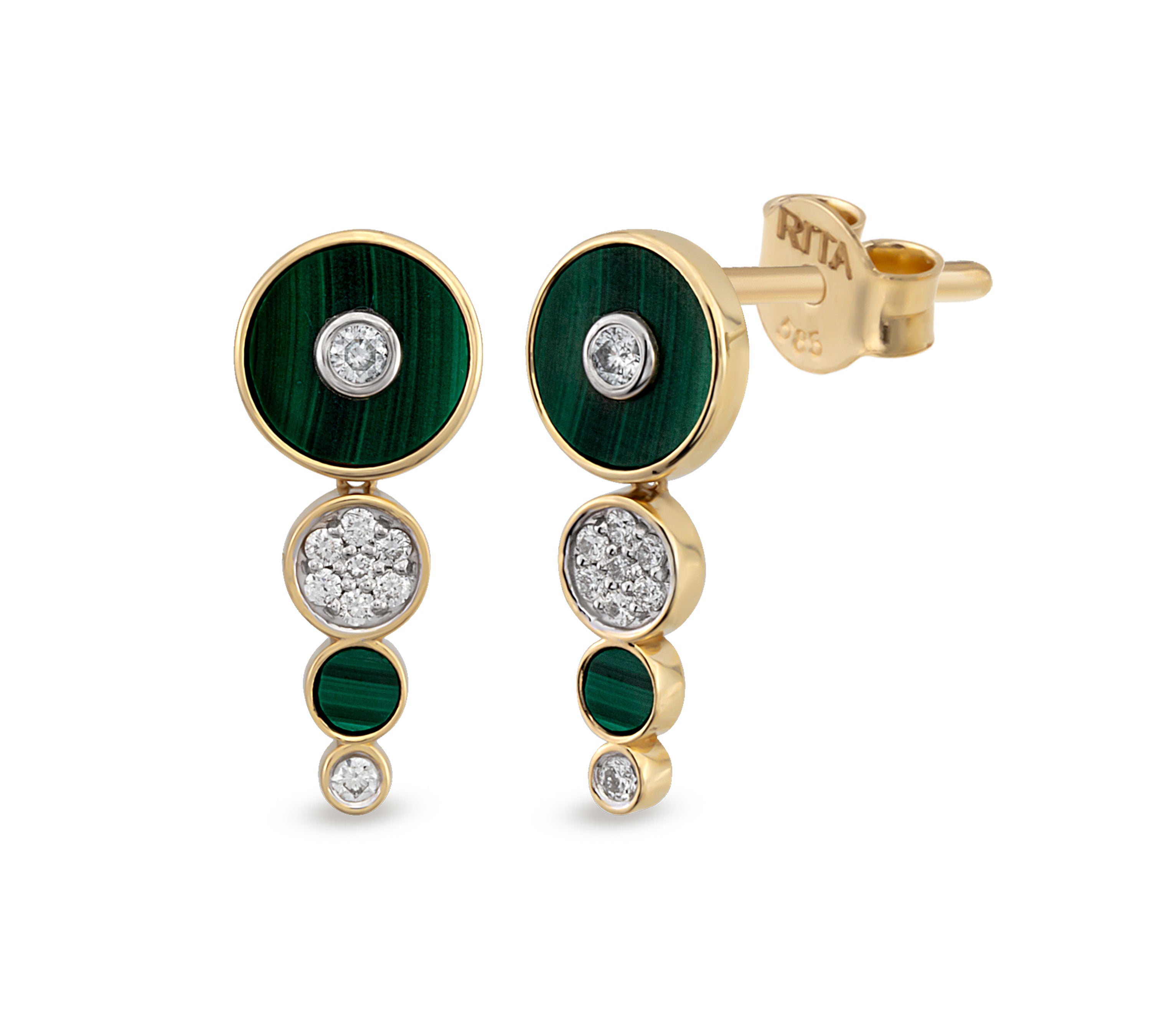 Deep Space Earrings Stud Earrings RITA Fine Jewelry Malachite  