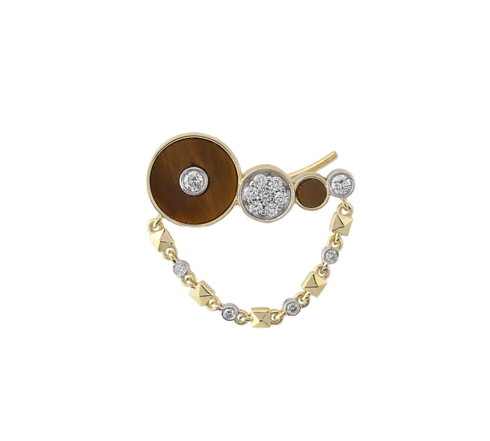 Circular Stone Ear Crawler Ear Crawler Earring RITA Fine Jewelry Tiger's Eye
