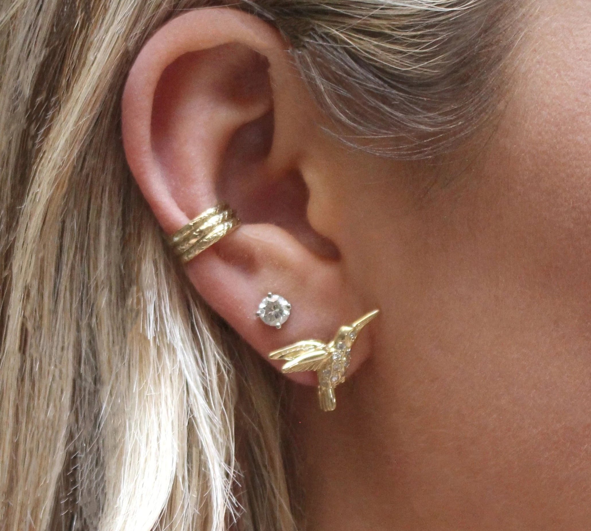 Hummingbird Earring with Diamonds Earrings Le Depot Dore   