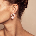 Pave Mini Hoop with Pink Opal, Medium Hoop Earrings Akaila Reid   