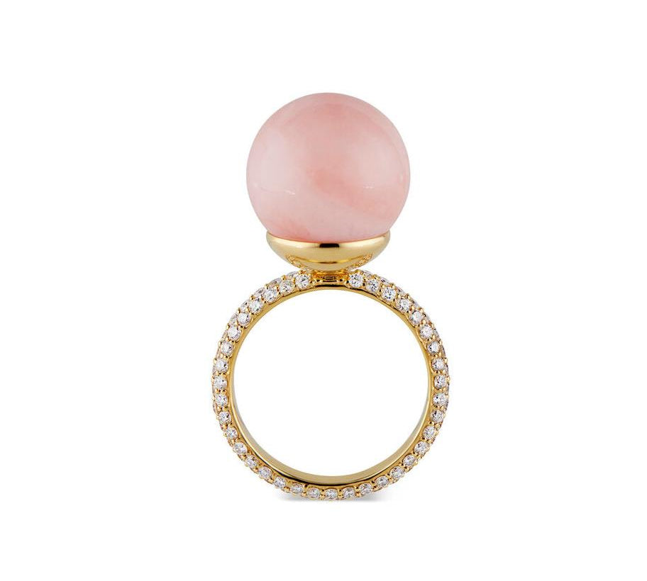 Pink Opal Pave Ring, Large Ring Akaila Reid   