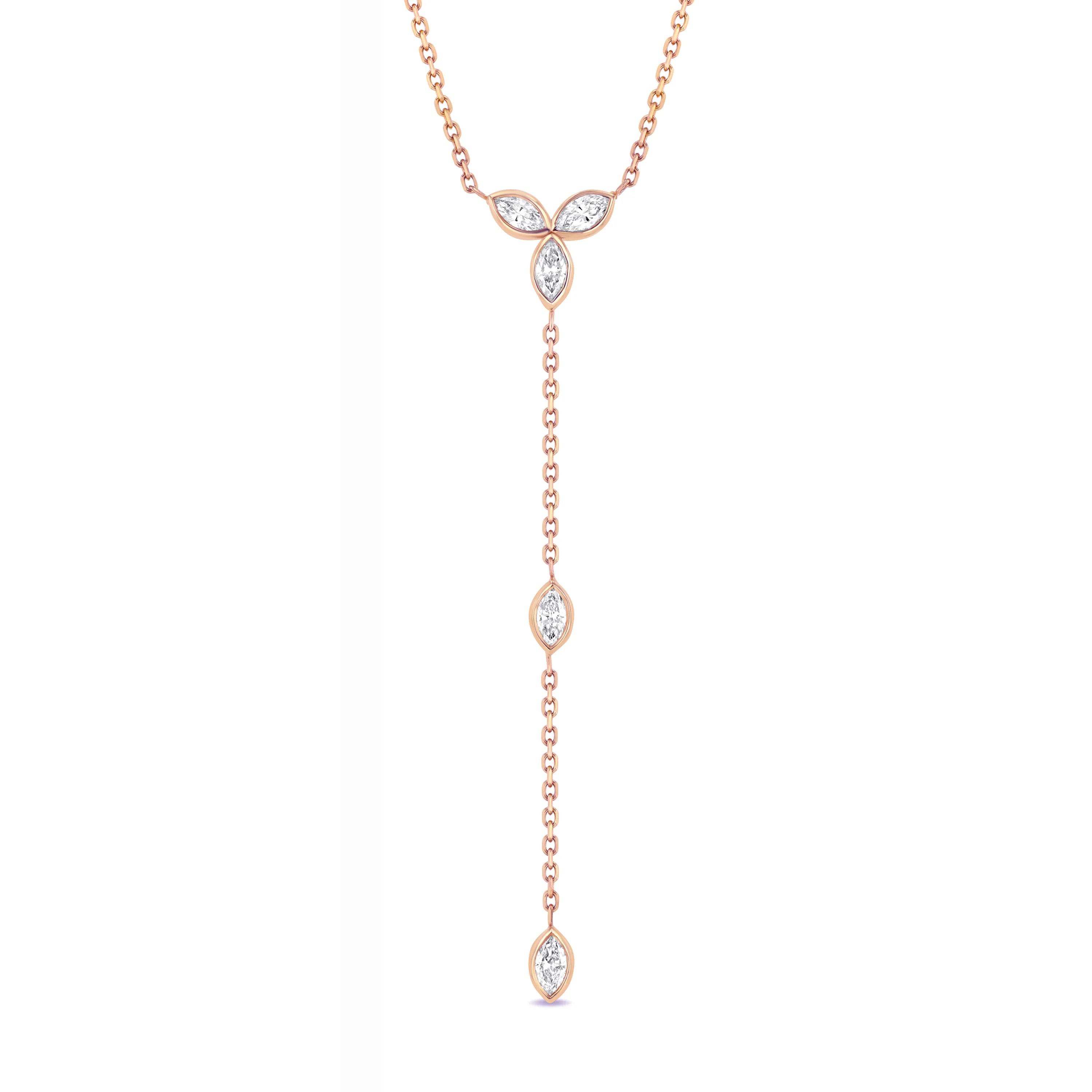 Marquis Lariat Necklace Lariat Carbon and Hyde Rose Gold  