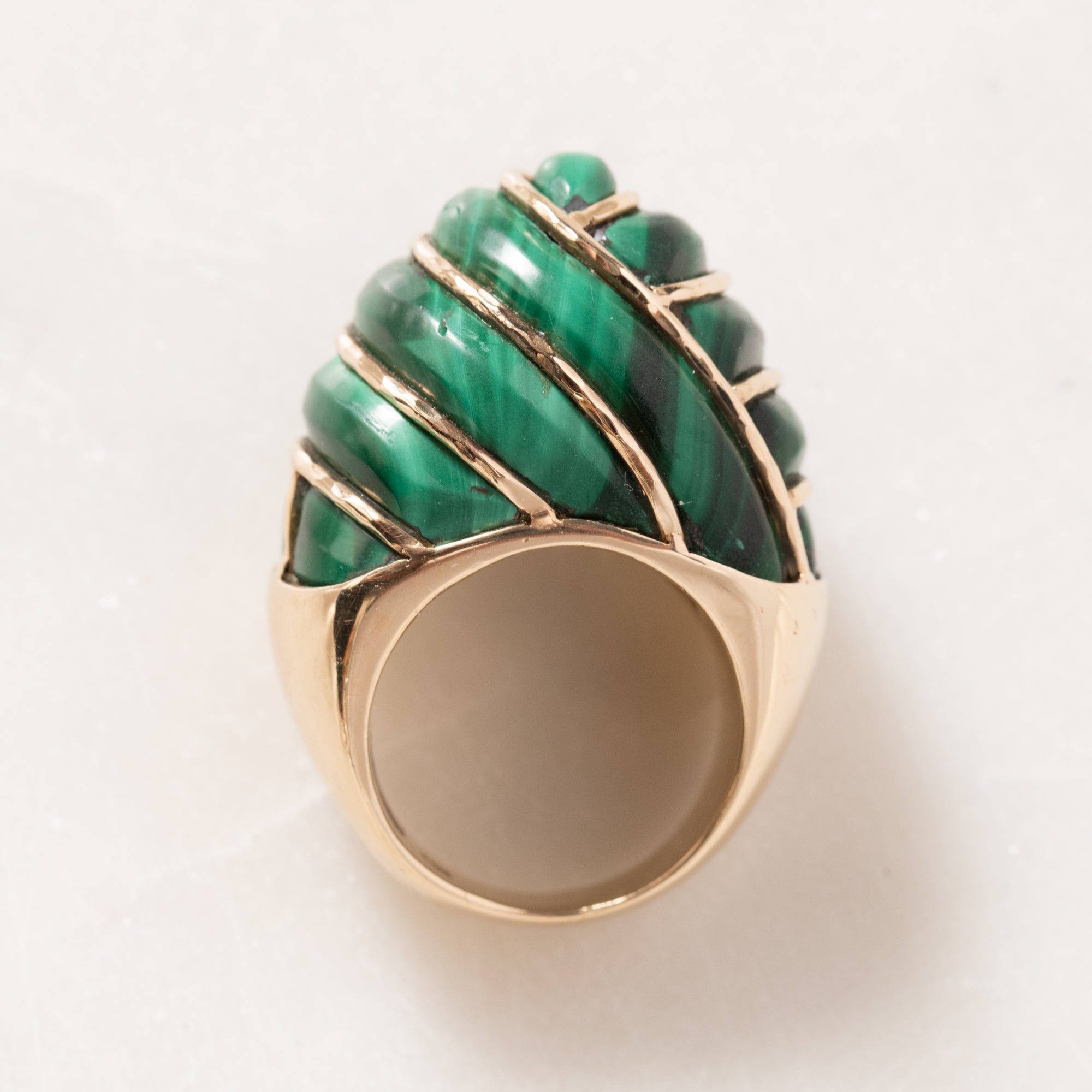 Malachite Carved Cloud Ring Statement Fiore Wylde   