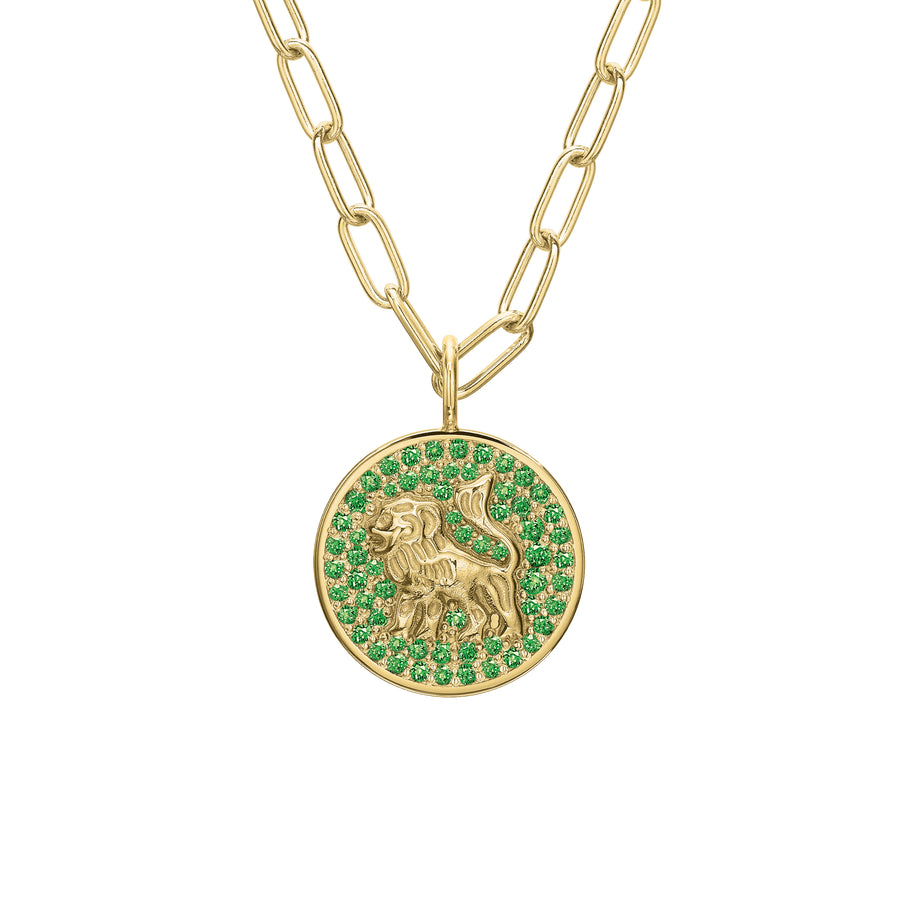 Lion Mini Pavé Emerald Token Pendant Tracee Nichols   