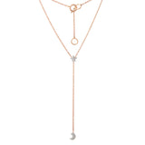 Moon and Star Rosary Necklace Lariat Necklace Jaine K Designs Rose Gold / White Gold