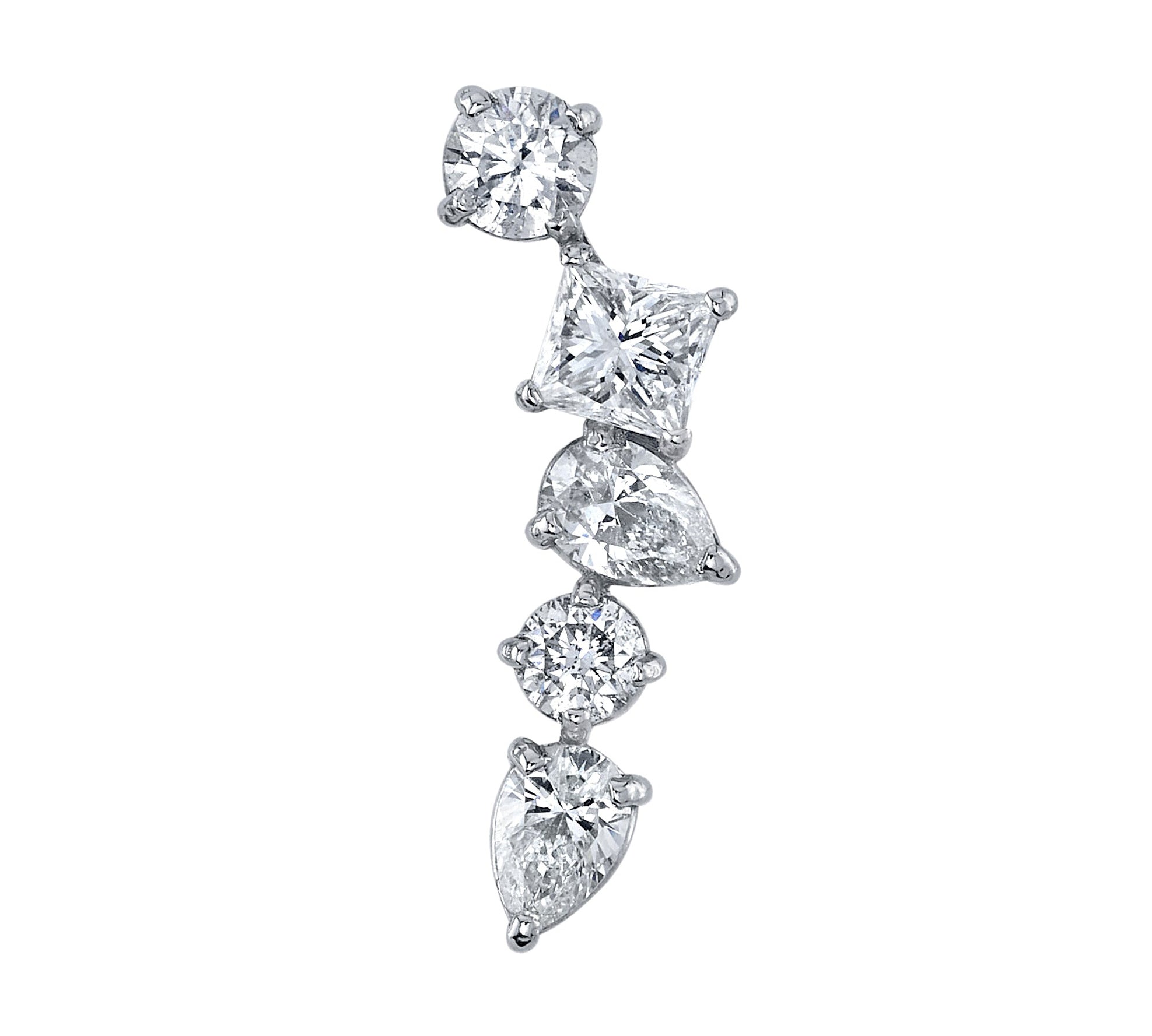 Multi-Shape Diamond Cluster Earring Stud Earrings Roseark Deux Single LEFT  