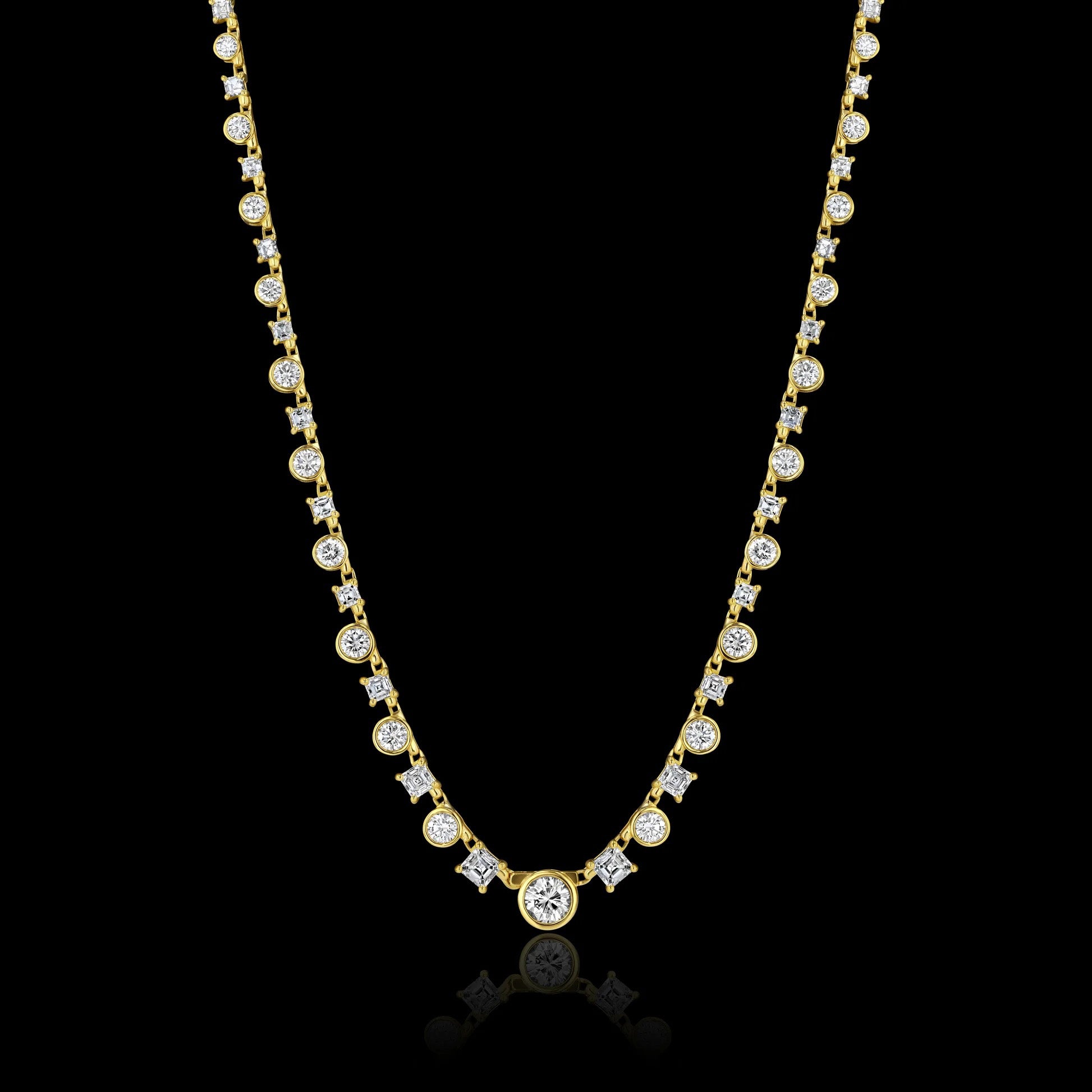 Asscher Round Diamond Tennis Necklace Tennis Necklace House of Ravn