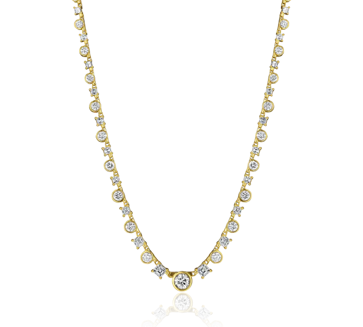 Asscher Round Diamond Tennis Necklace Tennis Necklace House of Ravn