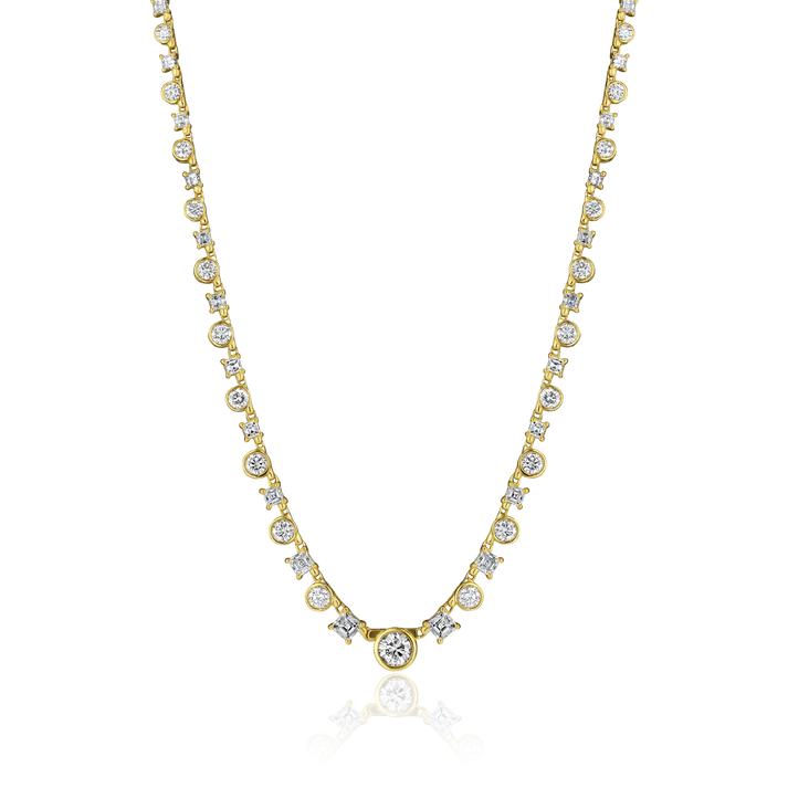 Asscher Round Diamond Tennis Necklace Tennis Necklace House of Ravn