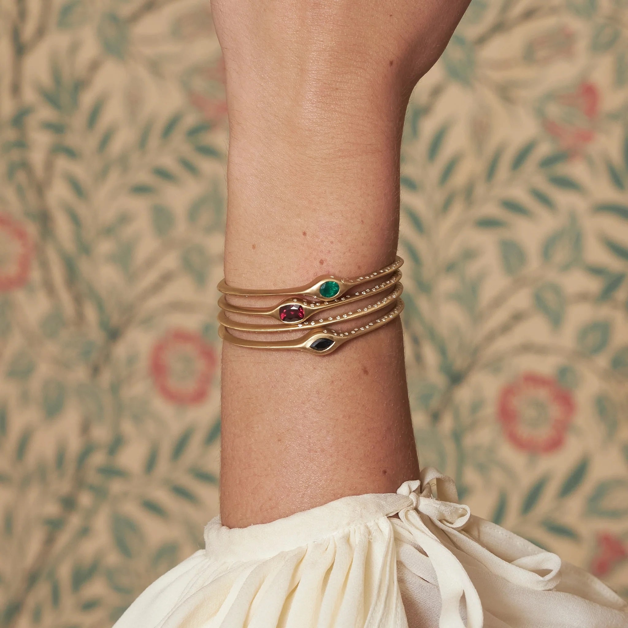 Emerald Oval Cuff Cuff Bracelet Ophelia Eve   