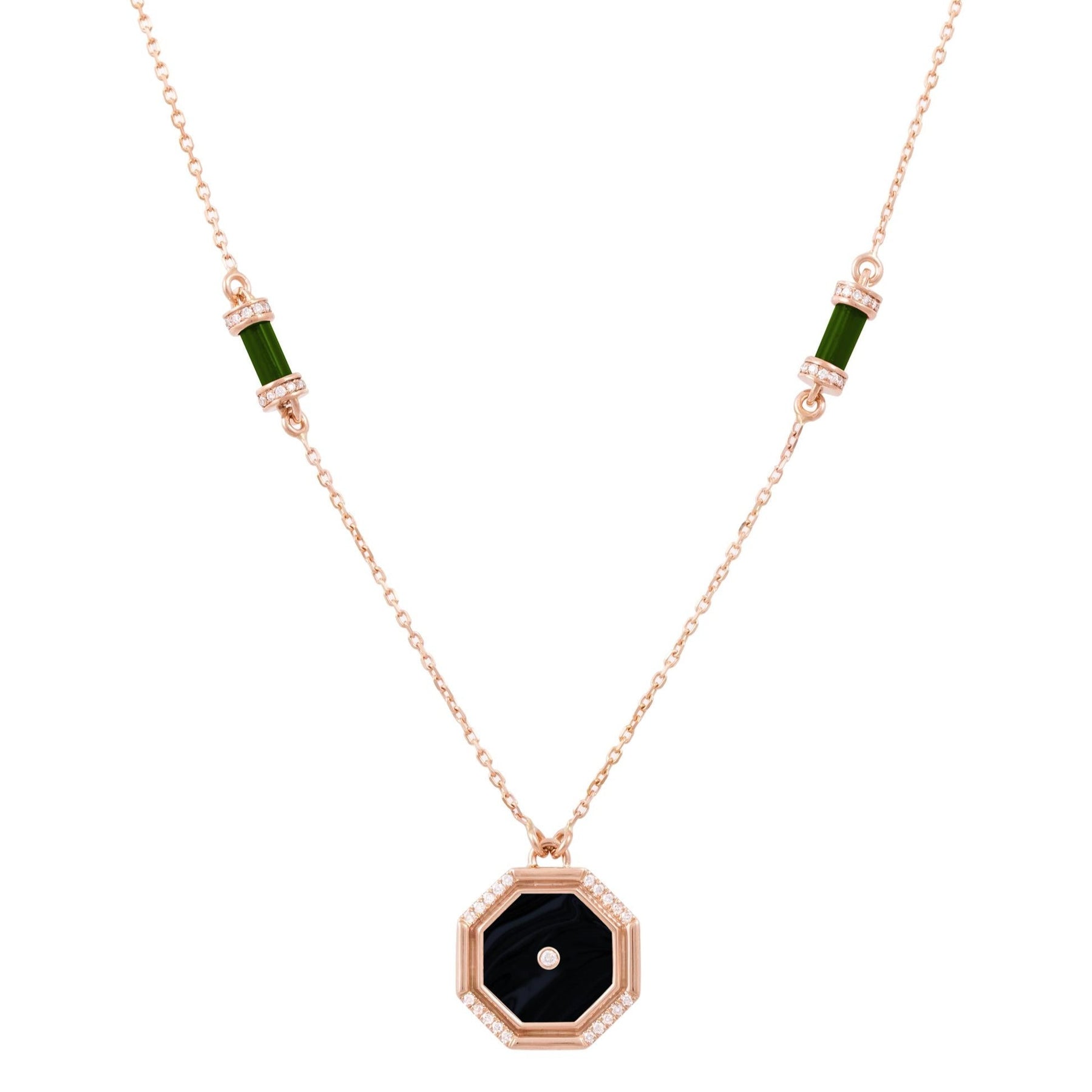 Small Onyx Hexagon Necklace Pendant Latelier Nawbar   
