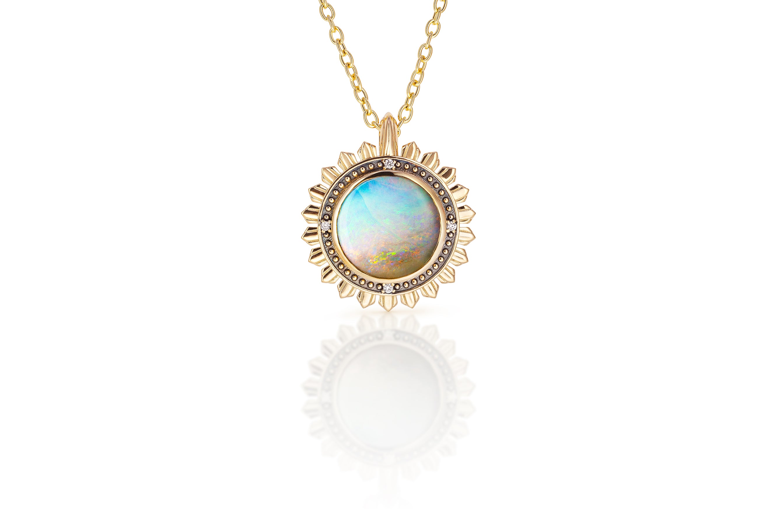 Sun Coin Necklace Pendant Fiore Wylde Opal Beaded  