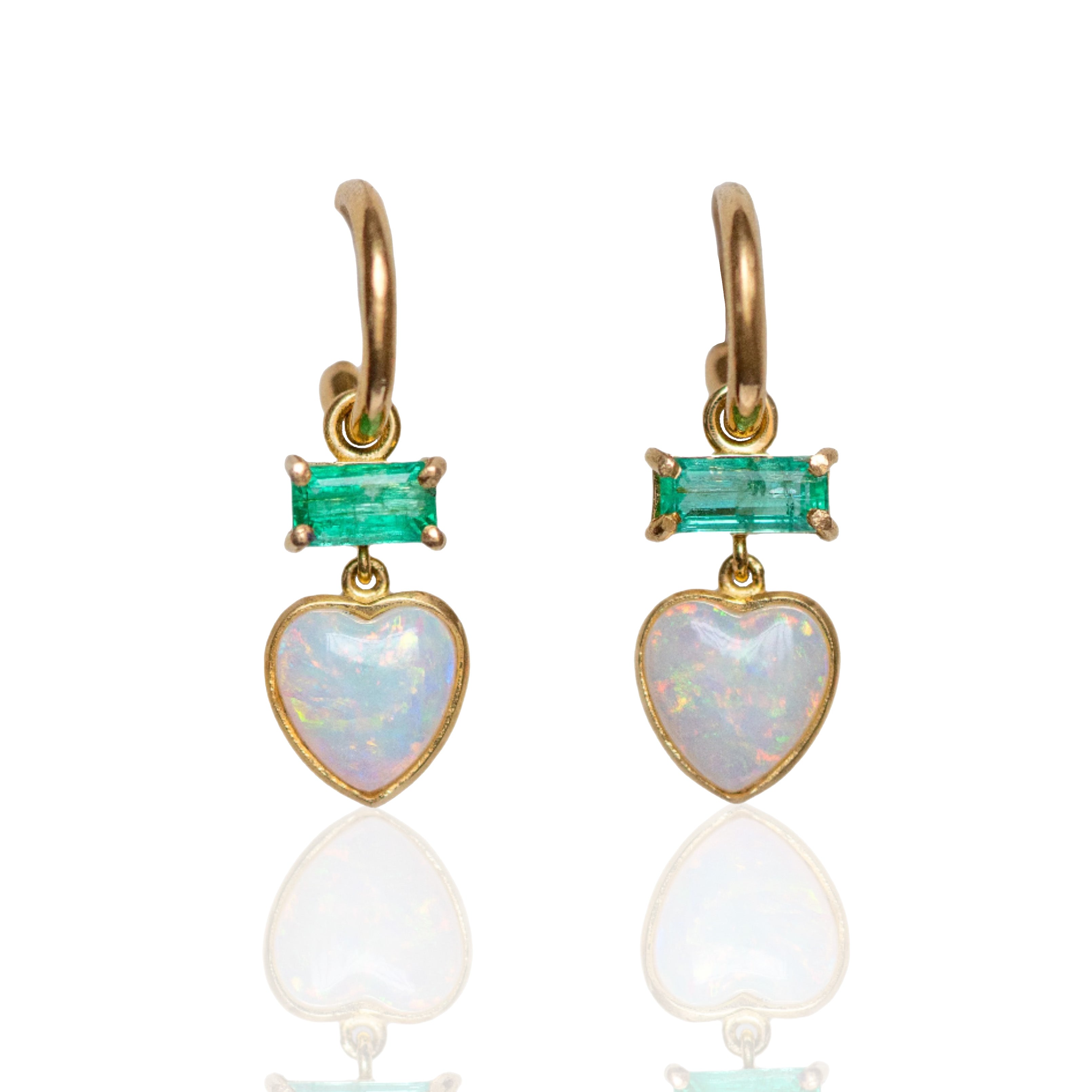 OOAK Coober Pedy Opal Heart Charm Earrings Drop Earrings Sarah Gardner Fine Jewelry