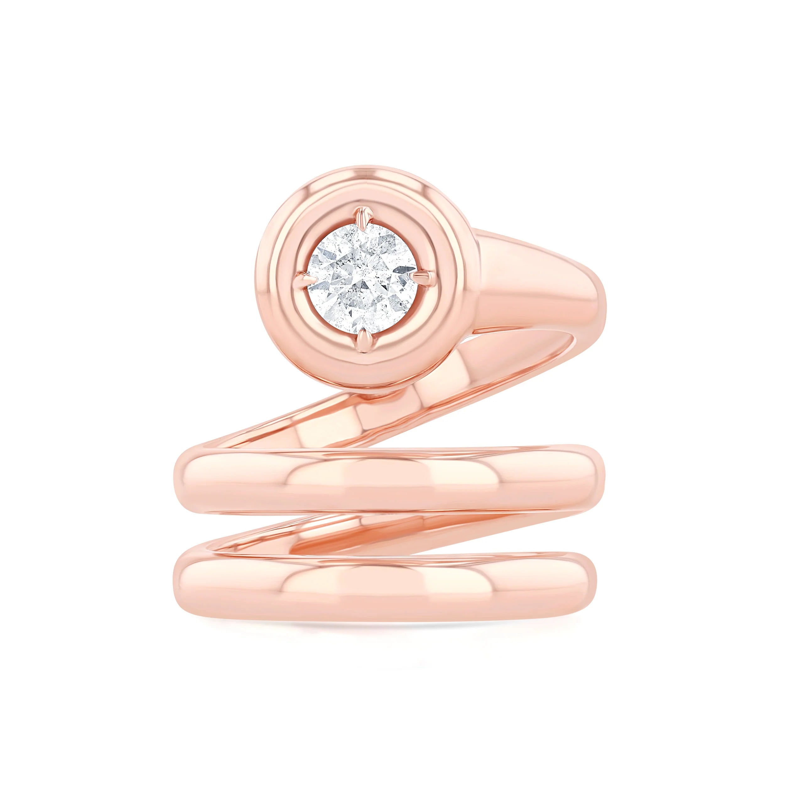 Orb Coil Ring Statement Carbon and Hyde Rose Gold  