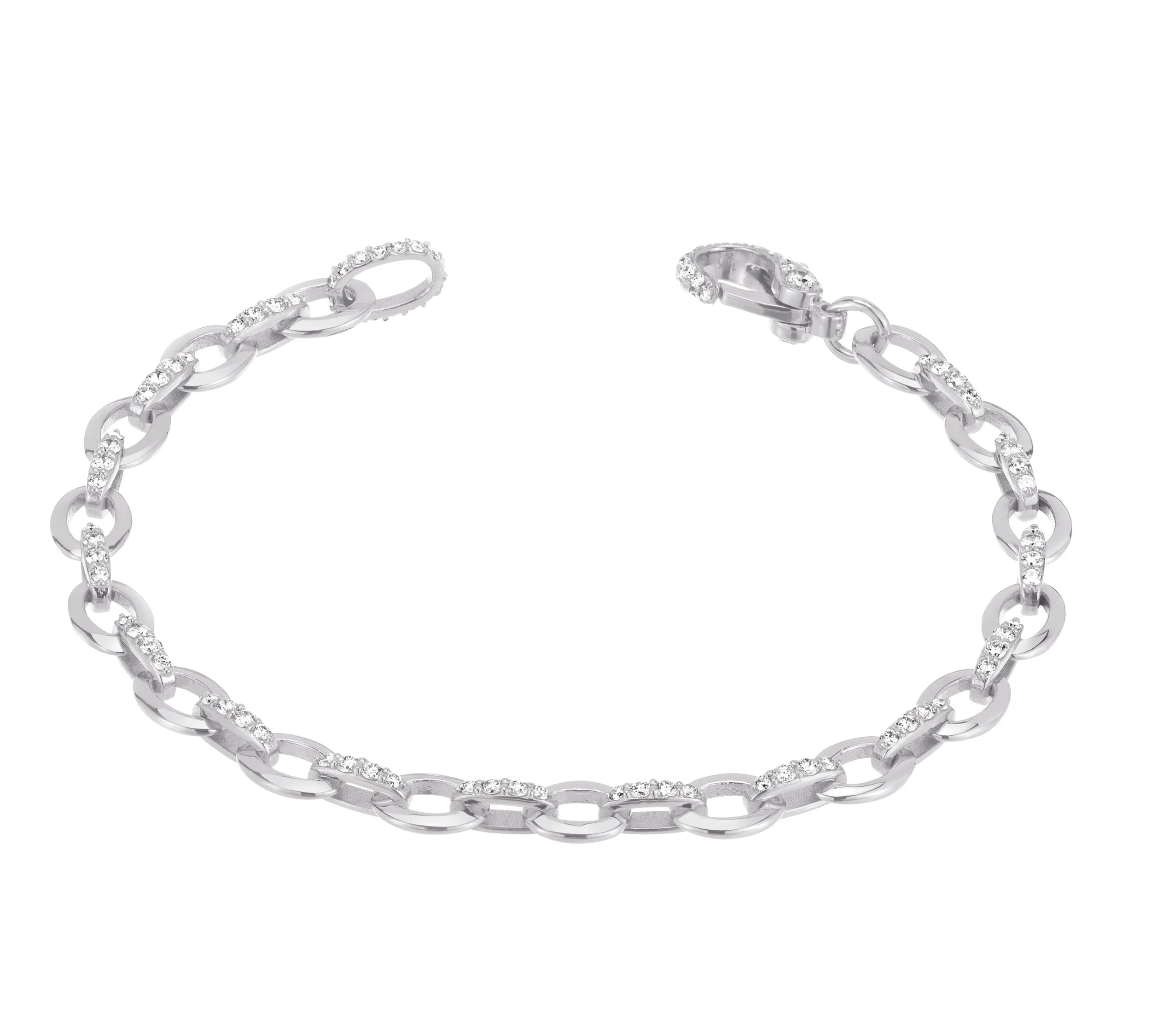 Oval Link Bracelet Chain Bracelet Carbon and Hyde White Gold  
