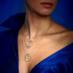 Serene Night-Moon Evil Eye Necklace with Diamonds Pendant Falamank   