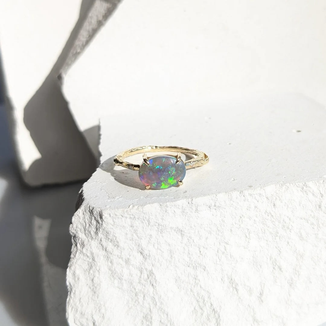 Celestial Flash Opal Ring Cocktail Ring Elisabeth Bell Jewelry