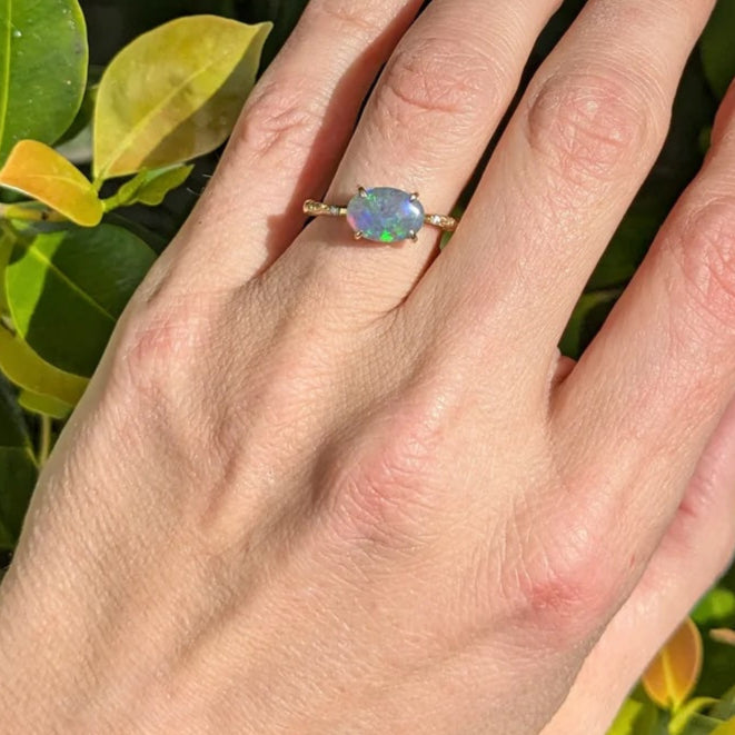 Celestial Flash Opal Ring Cocktail Ring Elisabeth Bell Jewelry
