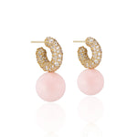 Pave Mini Hoop with Pink Opal, Medium Hoop Earrings Akaila Reid   