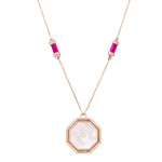 Mother of Pearl Hexagon Amulet Necklace Pendant Latelier Nawbar Pink Agate  