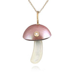 Pink Pearl Magic Mushroom Charm with Diamond Charm Maura Green   