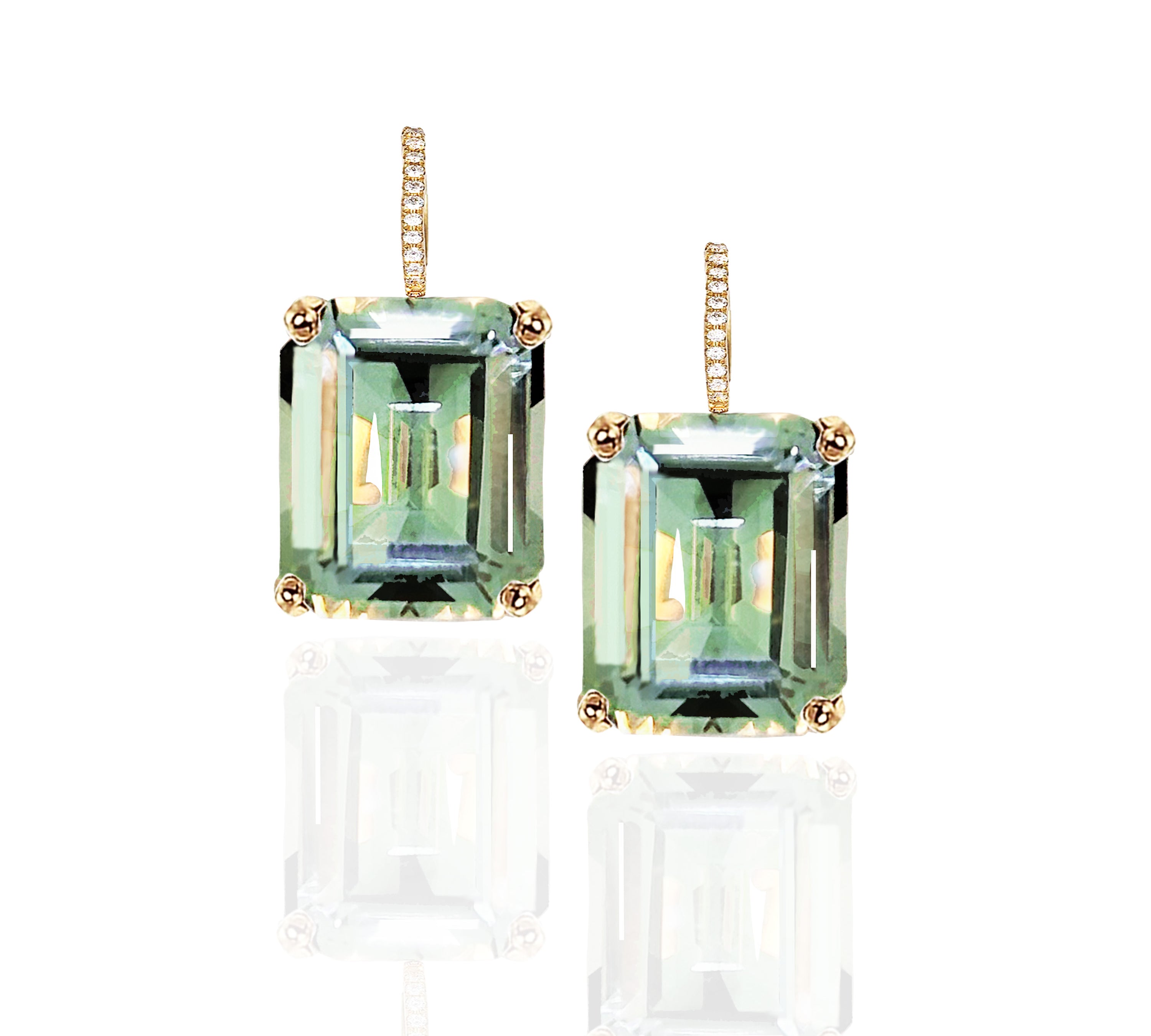 Prasiolite Emerald-Cut Drops Drop Earrings Roseark Deux