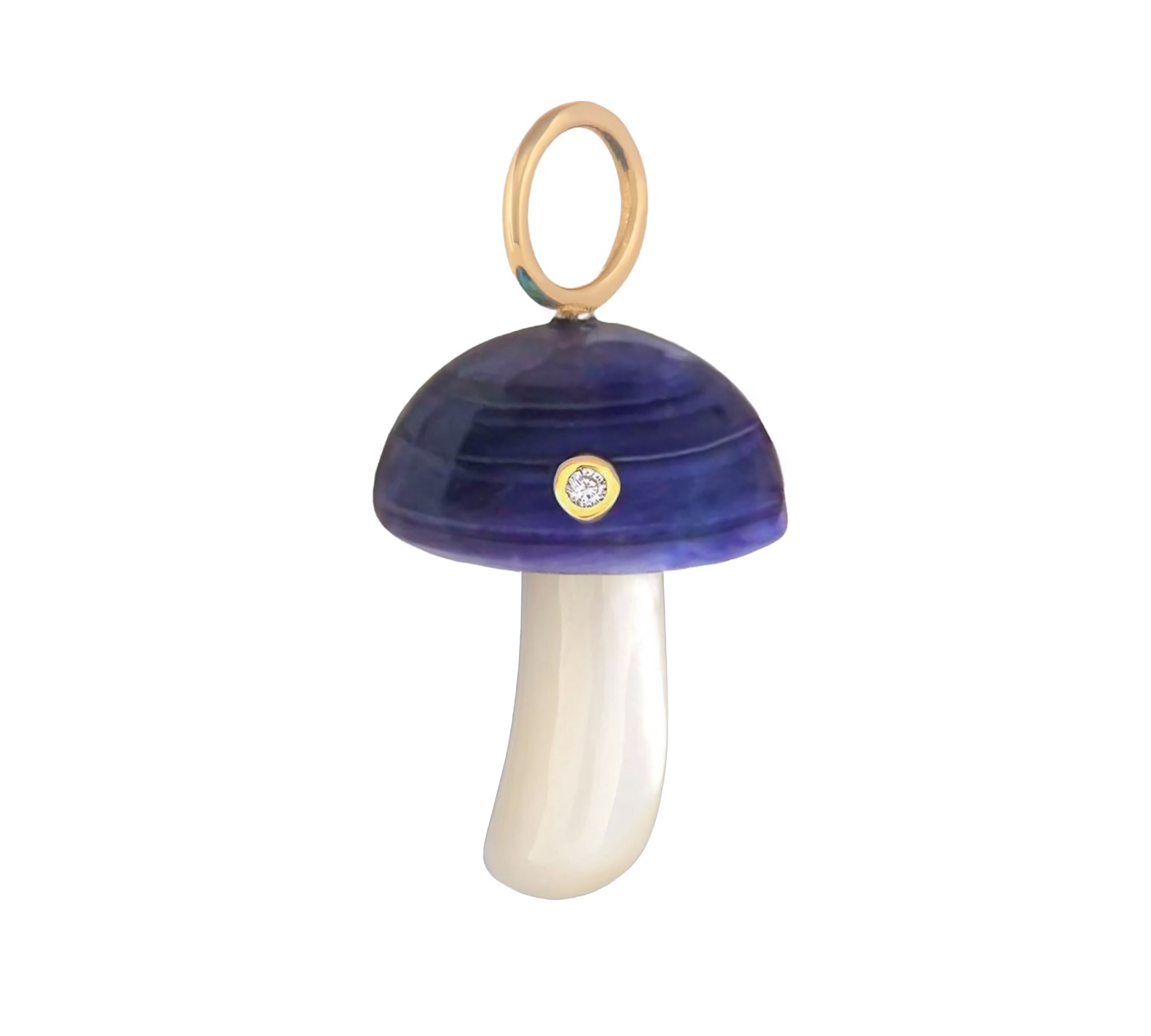 Purple Magic Mushroom Charm with Diamond Charm Maura Green   