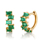 Baguette Brick Huggie Huggie Earrings Roseark Deux Emerald w/ YG Pair 