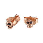 Tiny Skull Stud Earring Stud Earrings Jaine K Designs Rose Gold Black Diamond 