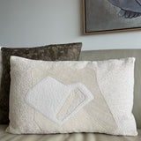 White Handmade Patchwork Lumbar Pillow Pillows Raphaële Malbec   