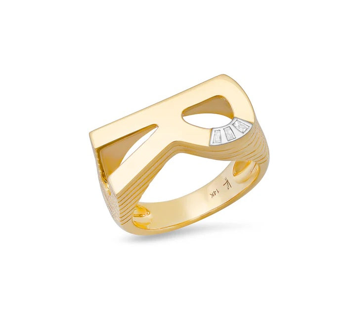 Grandsize Initial 3-Baguette Ring Ring Helena Rose Jewelry 6 R 