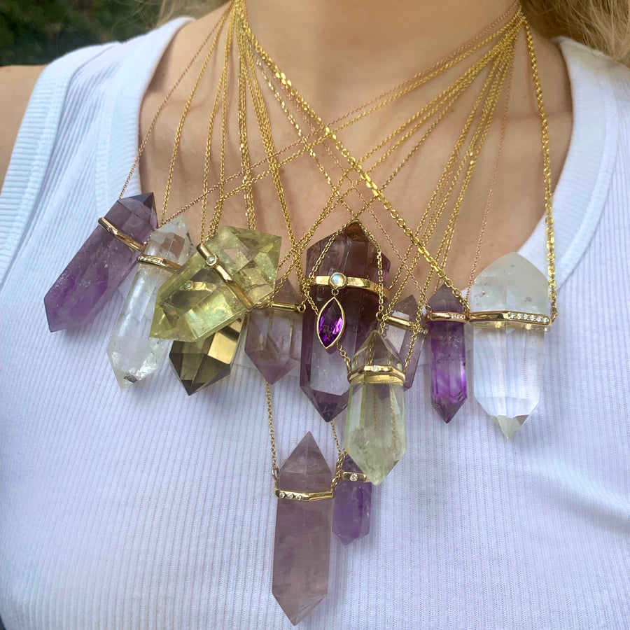 Yellow Gold Crystal Pendant Pendant House of RAVN   