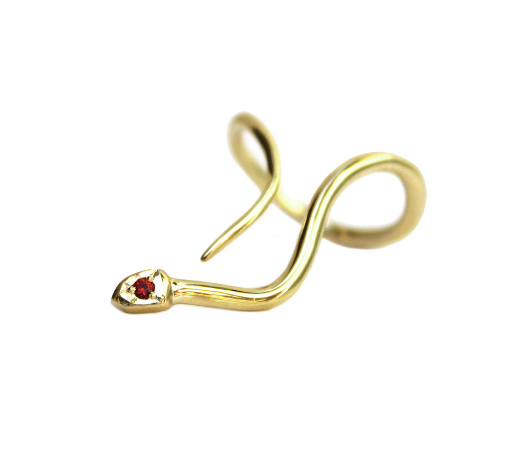 Mini Snake Ring with Stone Stack Perez Bitan Red Beryl  