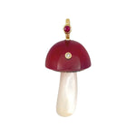 Chalcedony Mushroom with Bezel Stones Charm Maura Green Red with Ruby + Diamond  