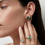 Circular Malachite Ear Crawler Ear Jacket Earrings RITA Fine Jewelry   