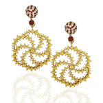 Ruby Diamond Pinwheel Earrings Statement Earrings Hanut Singh   