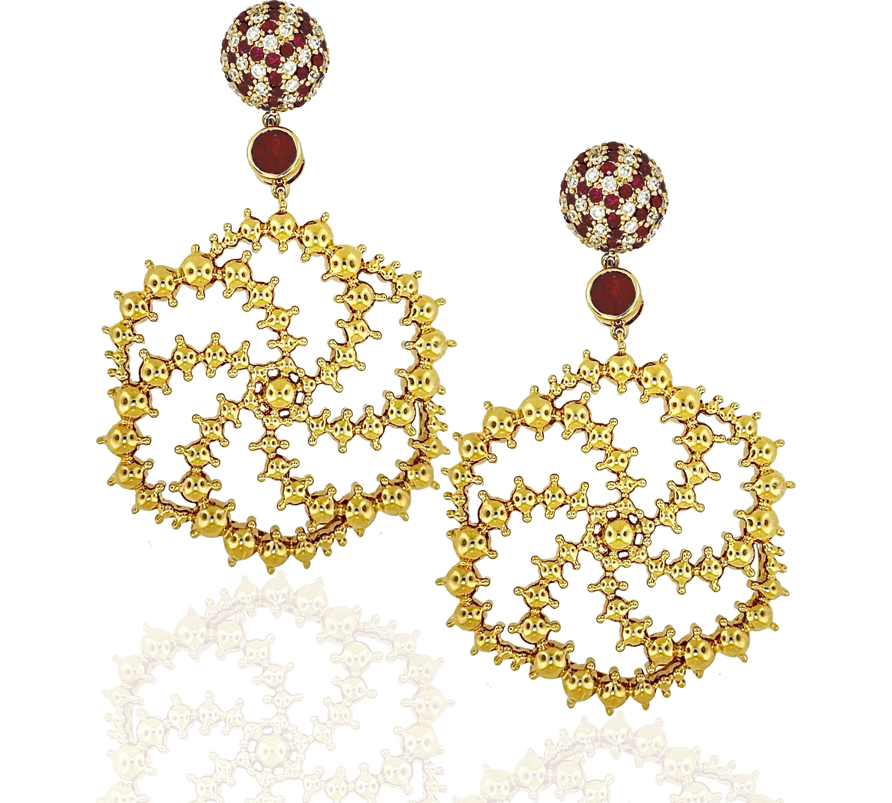 Ruby Diamond Pinwheel Earrings Statement Earrings Hanut Singh   